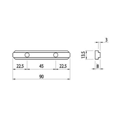 Conector de perfil de 90mm Alusic PV LINE